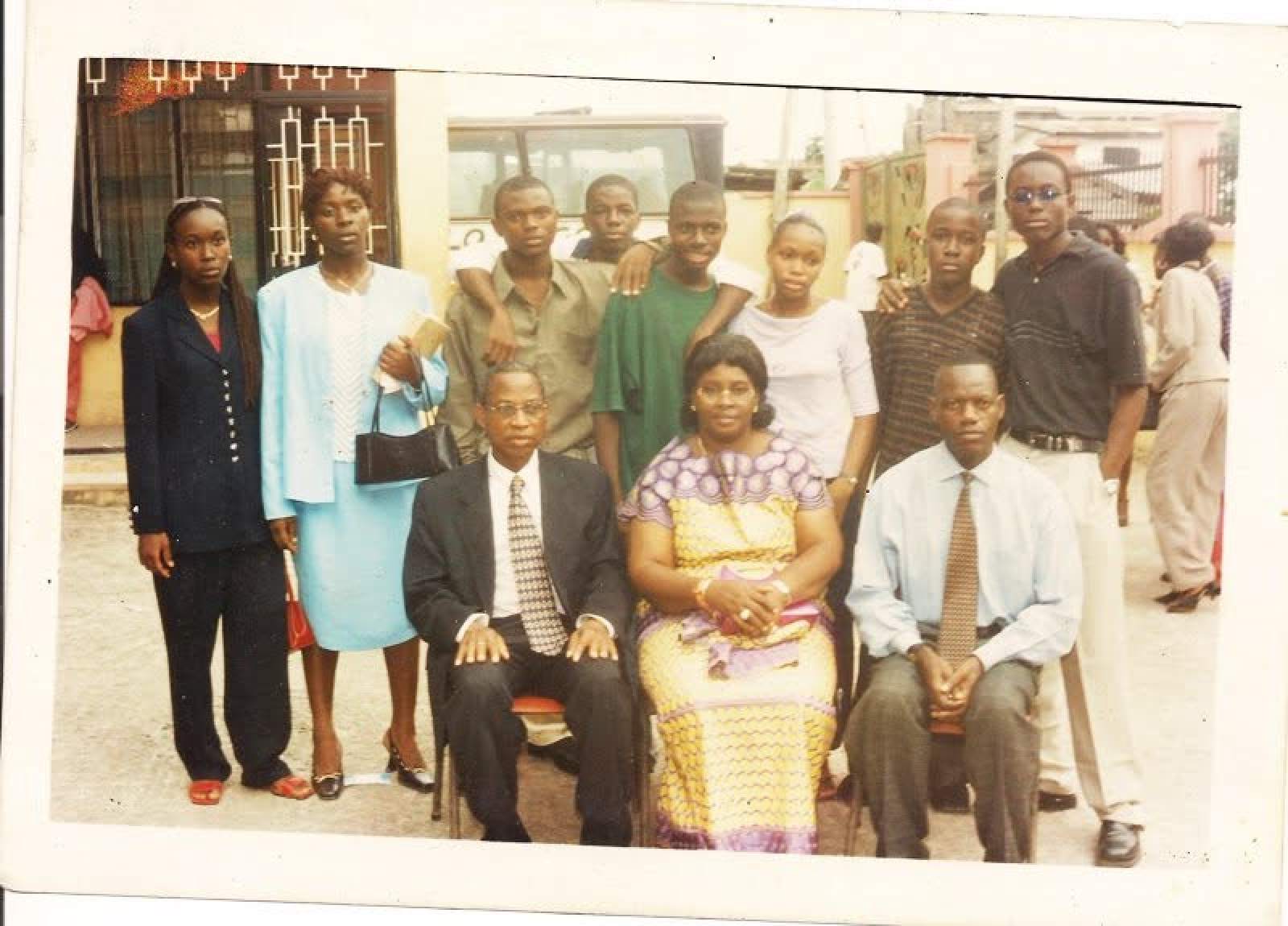 Leslie with a group at a school event